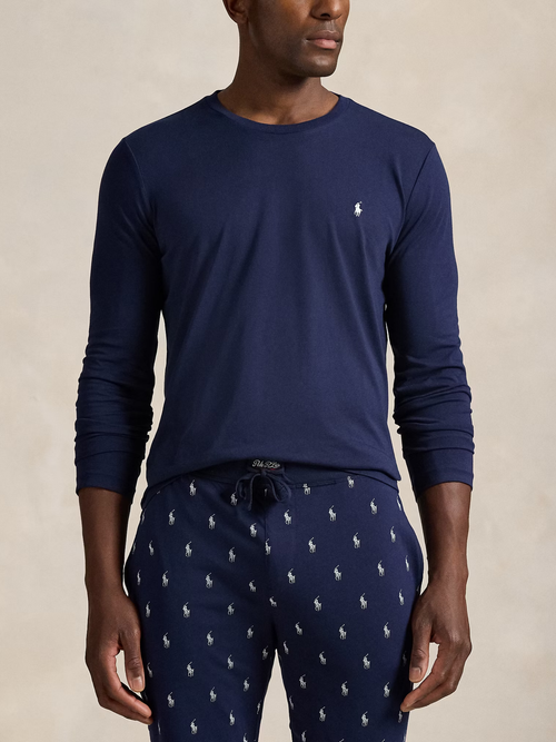 RALPH LAUREN Cotton Jersey Sleep Shirt Cruise Navy